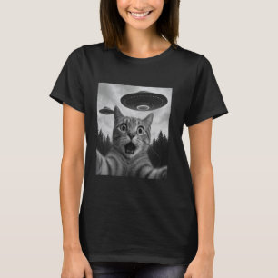 Lustiges Katzen-Selfie mit UFOs T-Shirt