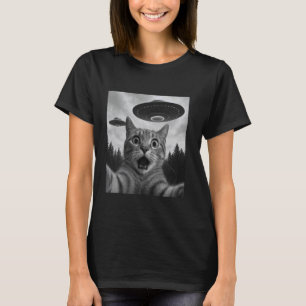 Lustiges Katzen-Selfie mit UFOs T-Shirt
