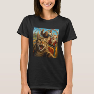 Lustiges Katzen-Selfie mit Weihnachtsmann Achterba T-Shirt