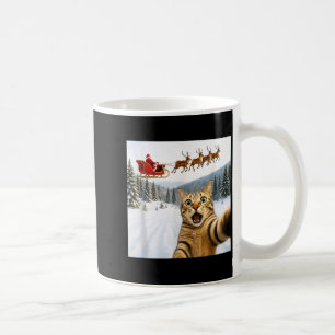 Lustiges Katzen-Selfie mit Weihnachtsmann-Schlitte Kaffeetasse