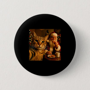 Lustiges Katzen-Selfie mit Weihnachtsmann Weihnach Button
