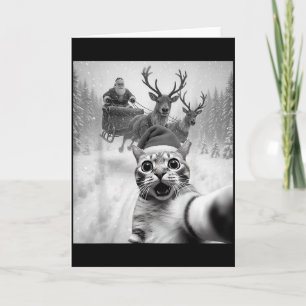 Lustiges Katzen-Selfie-Santa-Frohe-Weihnachten-Xma Karte
