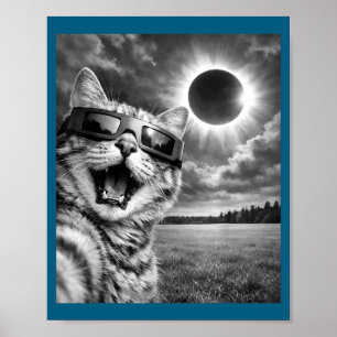Lustiges Katzen-Selfie Sonnenfinsternis Tier Poster