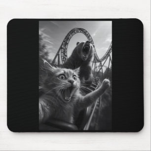 Lustiges Katzen-Selfie Top Mit Bär Achterbahn Mousepad