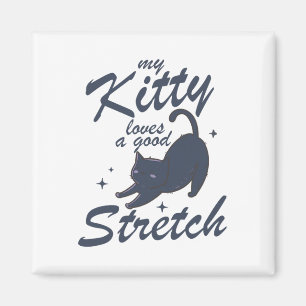 Lustiges Katzen-Stretch-Shirt – Süßes Kitty-Yoga-G Magnet