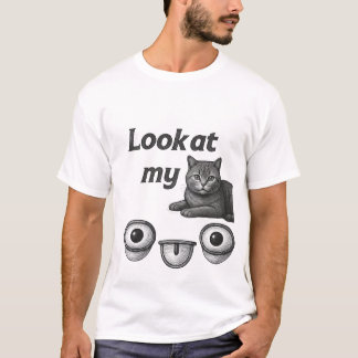 Lustiges Katzen T-Shirt Sieh Mich An Süße Schwarze