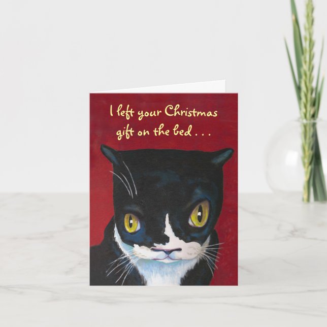 Lustiges Katzen-Weihnachten Feiertagskarte (Vorderseite)