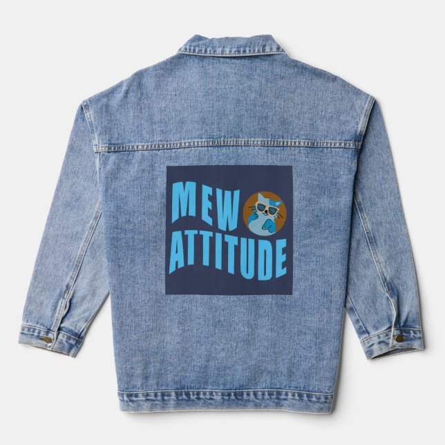 lustiges Katzen-Zitat Jeansjacke (Rückseite)