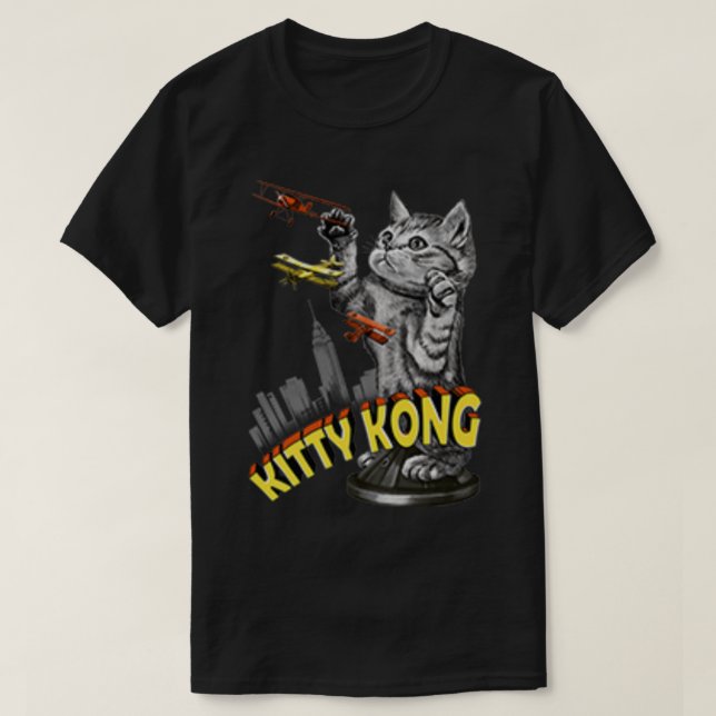 Lustiges Katzenangriffs-Parodie-Design mit Riesenk T-Shirt (Design vorne)
