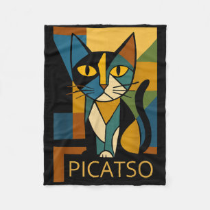 Lustiges Katzenbild Picatso - Kunststil des Kubism Fleecedecke