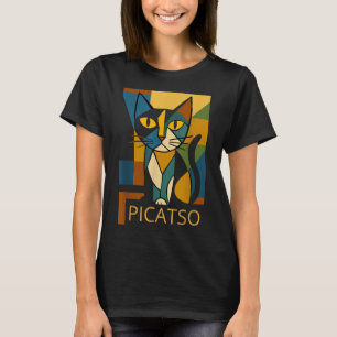 Lustiges Katzenbild Picatso - Kunststil des Kubism T-Shirt