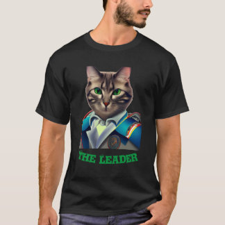 Lustiges Katzenchef-T-Shirt mit Anzug in Schwarz T-Shirt