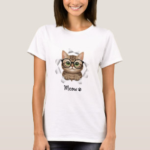 Lustiges Katzenliebhaber-T-Shirt mit Brille - Dame T-Shirt