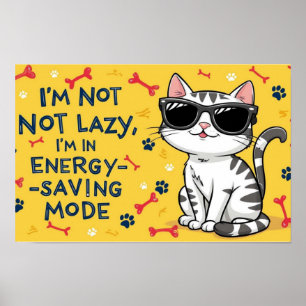 Lustiges Katzenposter, Cartoon-Katze mit Sonnenbri Poster