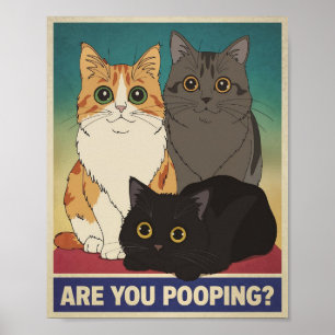 Lustiges Katzenposter Kackst du? Katzenkunst Poster