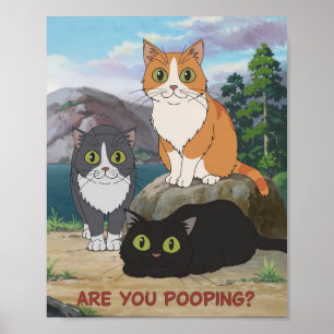 Lustiges Katzenposter Kackst du? Katzenkunst Poster