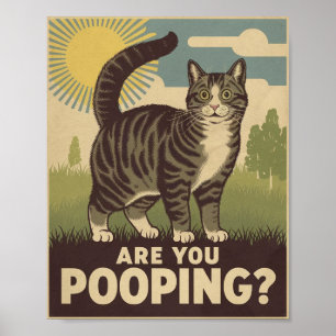 Lustiges Katzenposter Kackst du? Katzenkunst Poster