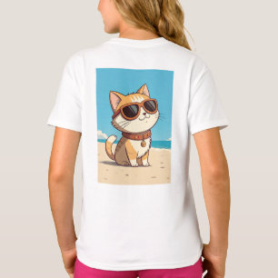 Lustiges Katzenstrand-Abenteuer-Kinder-T-Shirt T-Shirt