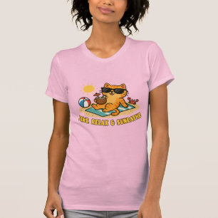 Lustiges Katzenstrand-T-Shirt – Pfoten entspannen T-Shirt