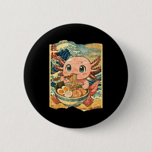 Lustiges Kawaii Axolotl Ramen Nudel Schüssel Japan Button