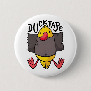 Lustiges Kawaii-Ente in Klebeband eingewickelt Button