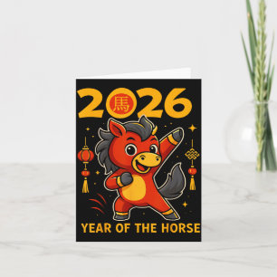 Lustiges Kawaii Mondjahr 2026 Jahr des Pferdes Chi Karte