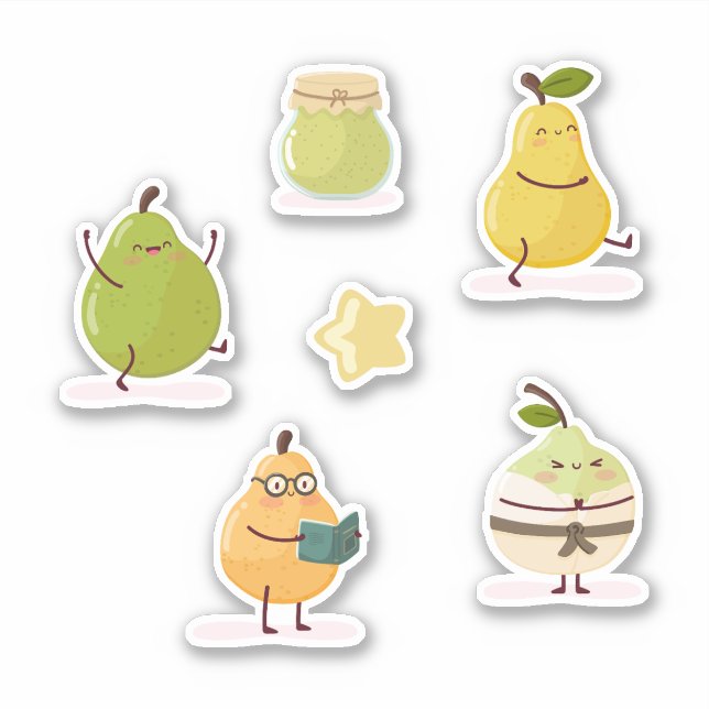 Lustiges Kawaii-Set Aufkleber (Vorderseite)