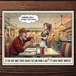 Lustiges Kellnerinnen-Leben Restaurant-Humor Postk Postkarte