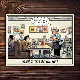 Lustiges Kellnerinnen-Leben Restaurant-Humor  Postkarte