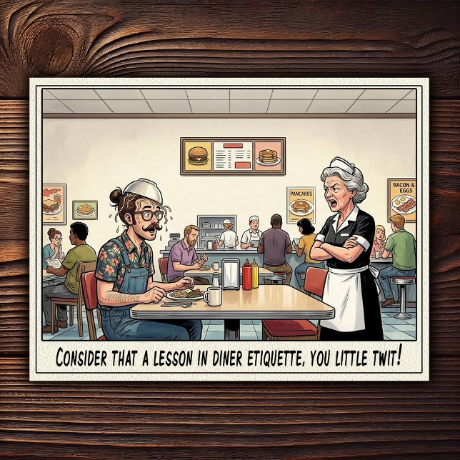 Lustiges Kellnerinnen-Leben Restaurant-Humor  Postkarte (Von Creator hochgeladen)