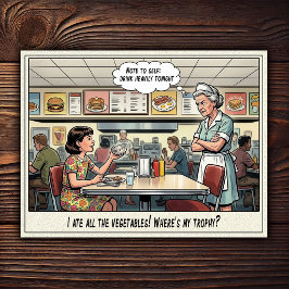 Lustiges Kellnerinnen-Leben Restaurant-Humor  Postkarte