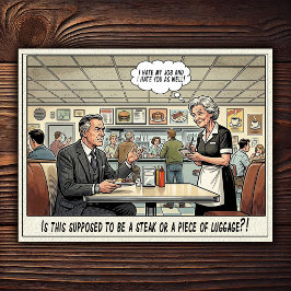 Lustiges Kellnerinnen-Leben Restaurant-Humor  Postkarte