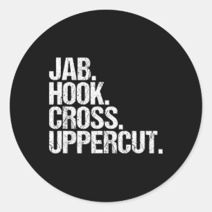 Lustiges Kickboxen Jab Hook Cross Uppercut Runder Aufkleber