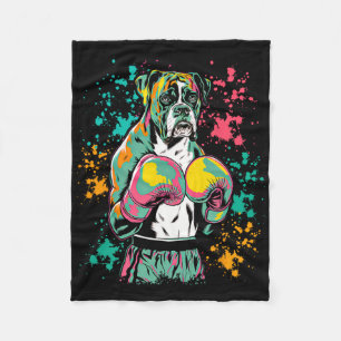 Lustiges Kickboxen oder Boxen Boxer Hund _1 Fleecedecke