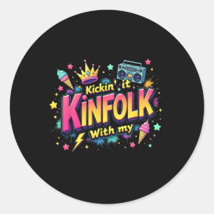 Lustiges Kickin 'It mit meiner Sippe Familienzusam Runder Aufkleber