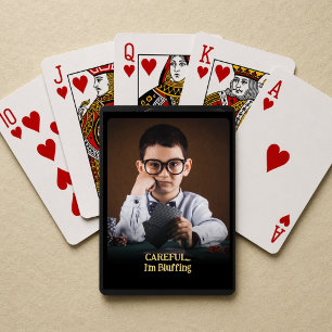 Lustiges Kinder Sorgfältig Ich Bluffe Foto Geschen Spielkarten