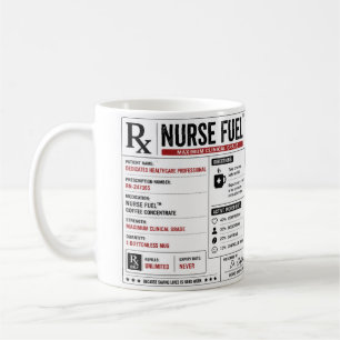 Lustiges Krankenpfleger-Treibstoff-Rezeptlabel  Kaffeetasse