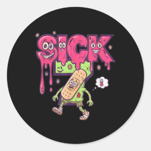 Lustiges Krankes Sieben Meme T-Shirt Sechs Sieben Runder Aufkleber