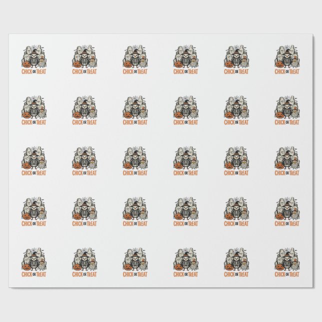 Lustiges Küken oder Halloween-Huhn Grafik_1 Geschenkpapier (Flach)