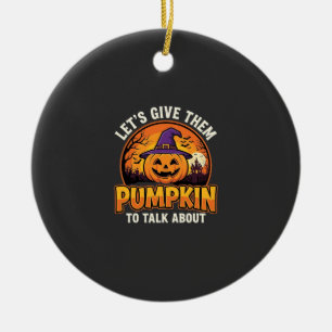 Lustiges Kürbis-Halloween-Wortspiel-Design_1 Keramik Ornament
