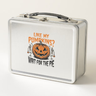 Lustiges Kürbisskelett Halloween Pie Shirt_1 Metall Brotdose