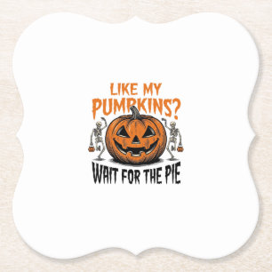 Lustiges Kürbisskelett Halloween Pie Shirt_1 Untersetzer