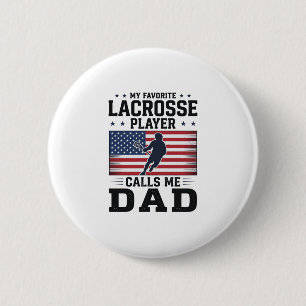 Lustiges Lacrosse-Vater-Amerikanische-Flagge-Vinta Button