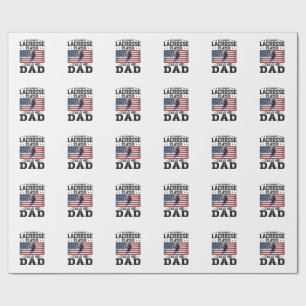 Lustiges Lacrosse-Vater-Amerikanische-Flagge-Vinta Geschenkpapier