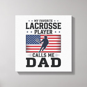 Lustiges Lacrosse-Vater-Amerikanische-Flagge-Vinta Leinwanddruck