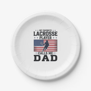 Lustiges Lacrosse-Vater-Amerikanische-Flagge-Vinta Pappteller