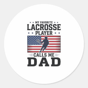 Lustiges Lacrosse-Vater-Amerikanische-Flagge-Vinta Runder Aufkleber