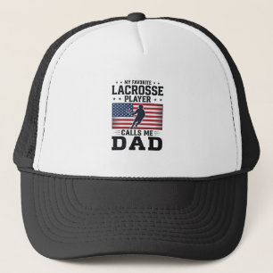 Lustiges Lacrosse-Vater-Amerikanische-Flagge-Vinta Truckerkappe