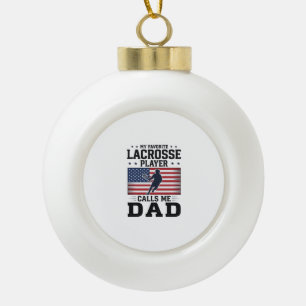Lustiges Lacrosse-Vater Amerikanisches Flagge Vint Keramik Kugel-Ornament