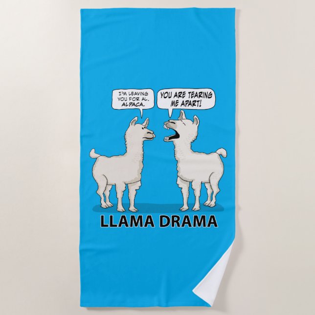 Lustiges Lama-Drama Strandtuch (Vorderseite)